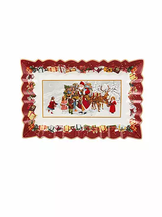 VILLEROY & BOCH | Toy's Fantasy Plato para tarta rectangular, Papá Noel y niños 35x23x3,5cm | 